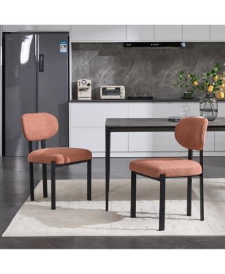 Modern Dining Room Chairs Set of 2 Mid Century Upholstered Boucle Kitchen Dining Chairs Metal Legs