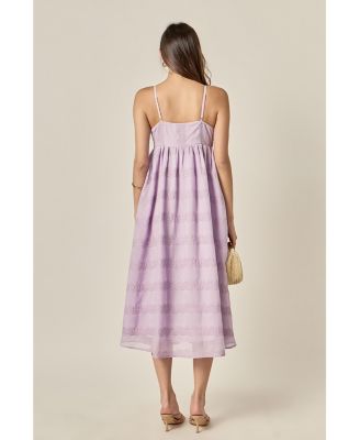 Women's Embroidered Chiffon Sleeveless Midi Dress