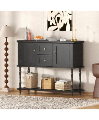 42" Farmhouse Wooden Console Table with 2 Drawers, 2 Doors and Storage Shelf, Entryway Table and TV Stand for Living Room