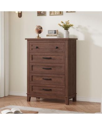 5 Dresser for Bedroom, 41.3 in Tall Vertical Drawer Dresser with Large Storage, Freestanding Wooden Closet Chest for Bedroom, Living Room