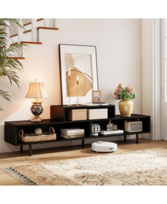 Contemporary Three-Cubby TV Stand with Raised Base