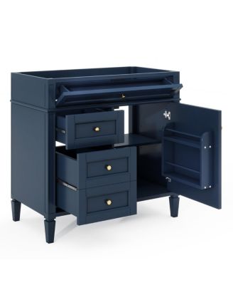 36 Inch Modern Bathroom Vanity without Top Sink, Soft Close Drawers, Adjustable Shelf and Door Organizer for Small Spaces.