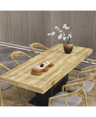 Wooden extendable dining table in for 4-10 people, rectangular kitchen table for home, kitchen, office