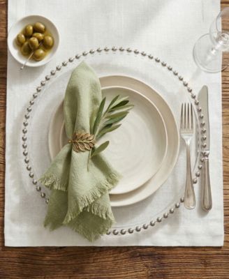 Jay Import Glass Silver Beaded Charger Plate