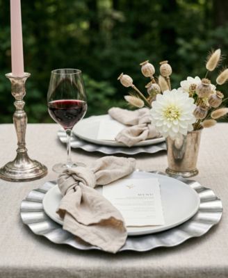 Round Ruffled Charger Plate 12 Piece Dinnerware Set, Service for 12