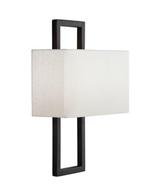 Modena Modern Wall Light Sconces Set of 2 Hardwire 9 1/2" Fixture Silvery Faux Silk Shade for Bedroom Reading Living Room