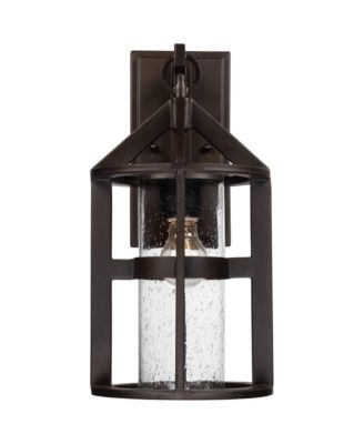 Argentine Rustic Farmhouse Outdoor Wall Light Fixtures Set of 2 Bronze 17" Clear Seedy Glass for Post Exterior Barn Deck