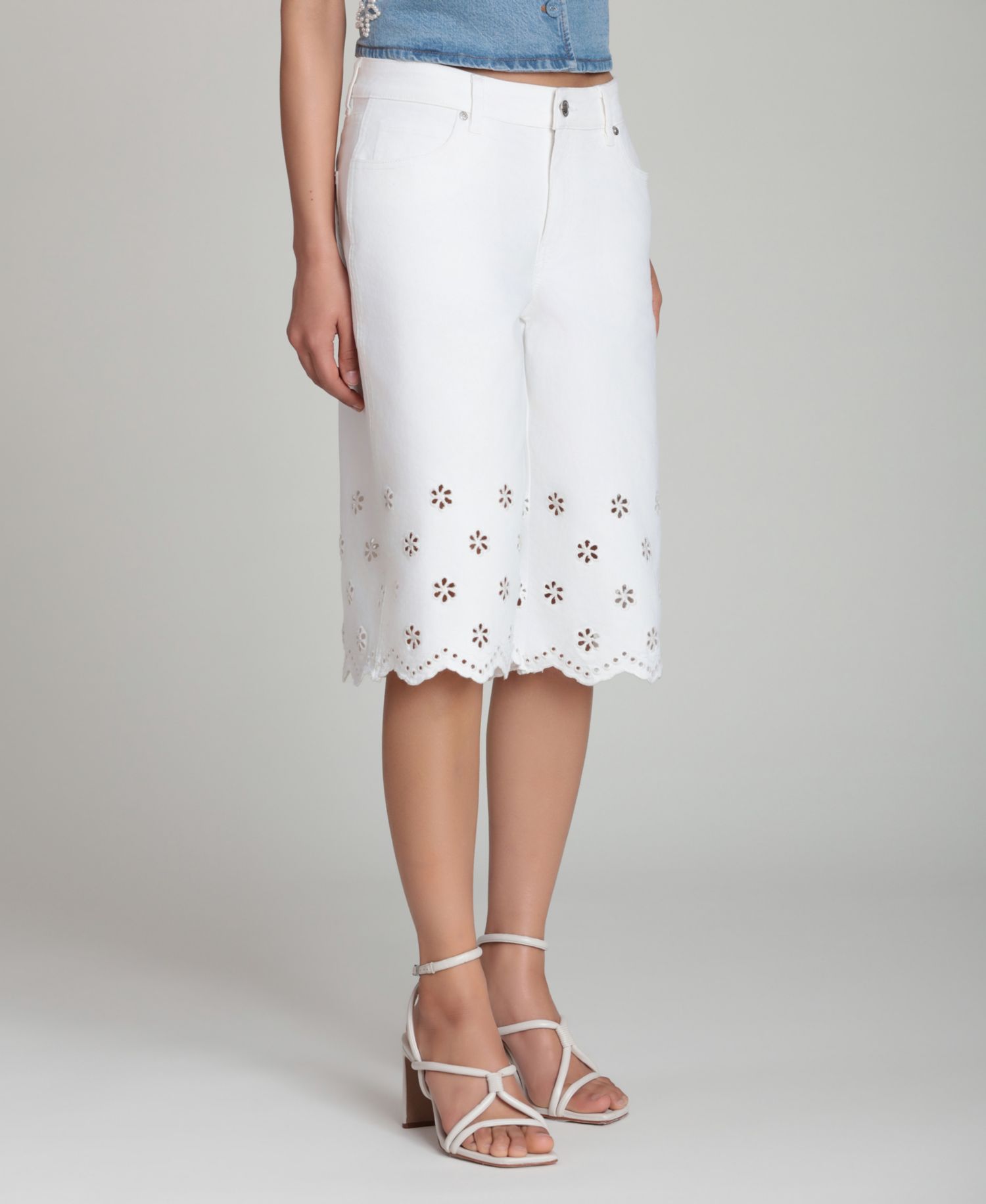 Women's Mid-Rise Floral Cutout Detail Shorts