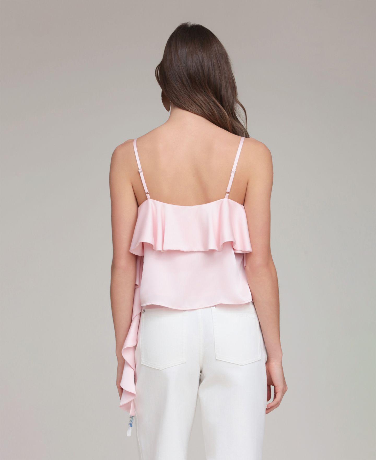 Женский топ Avec Les Filles Asymmetric Ruffle Detail Square Neck, цвет: Розовый — фото 7