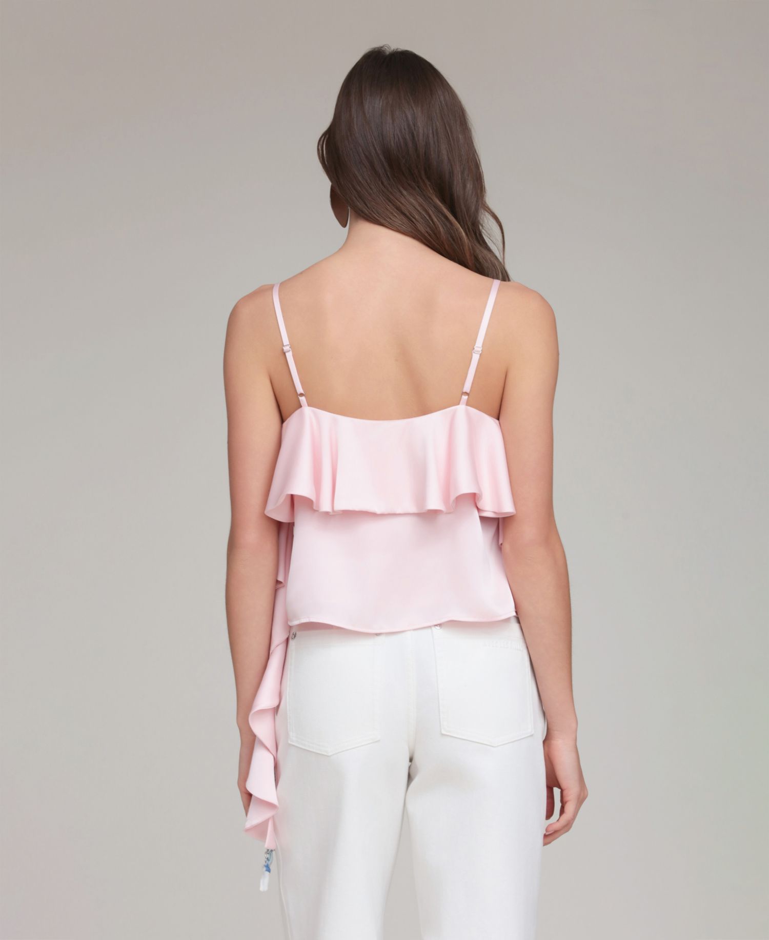 Women's Asymmetric Ruffle Detail Square Neck Top