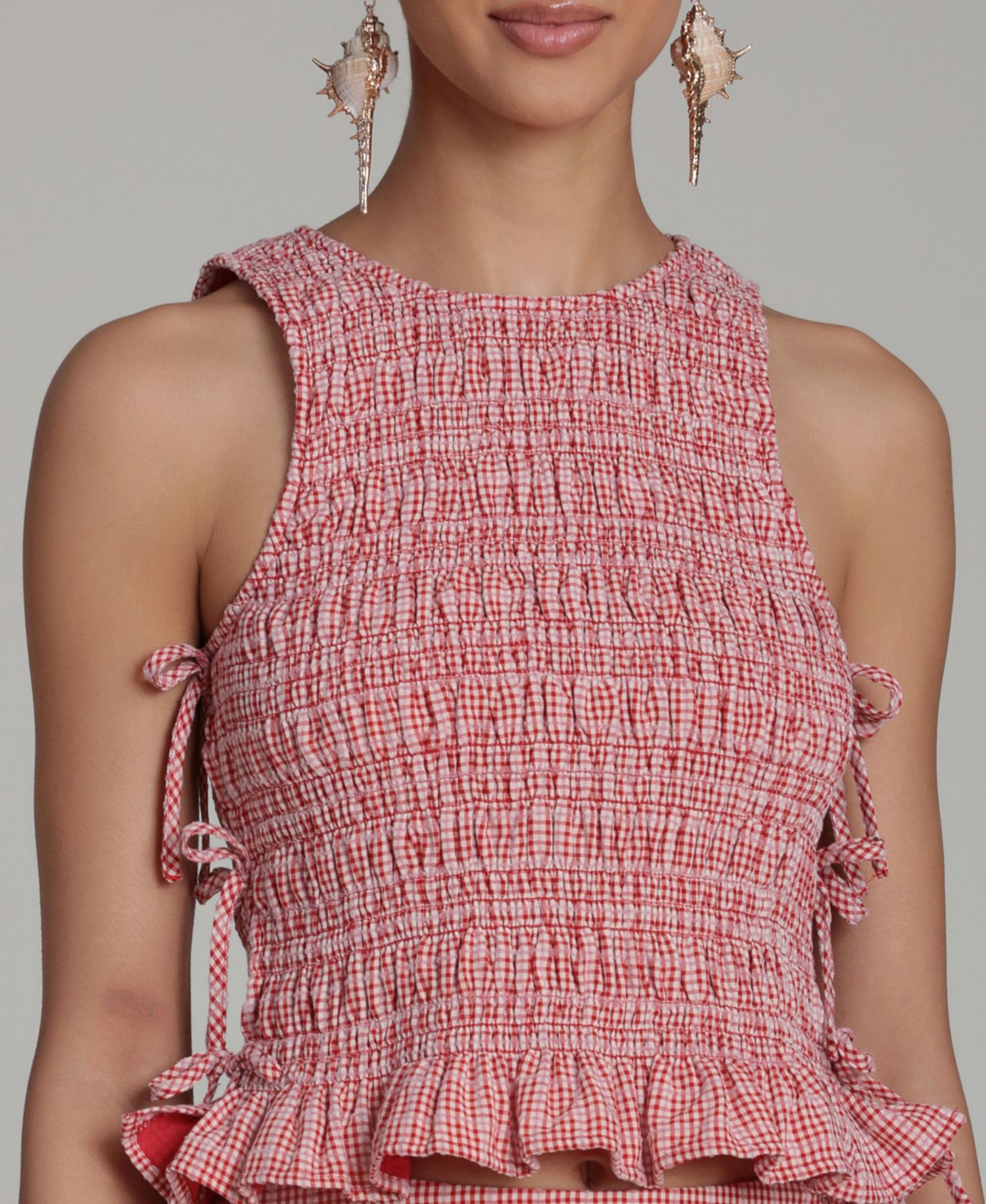 Women's Crewneck Sleeveless Tie Top