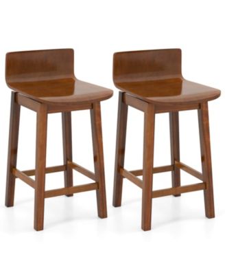 24.5 Counter Height Bar Stools with Footrest Solid Rubber Wood Legs