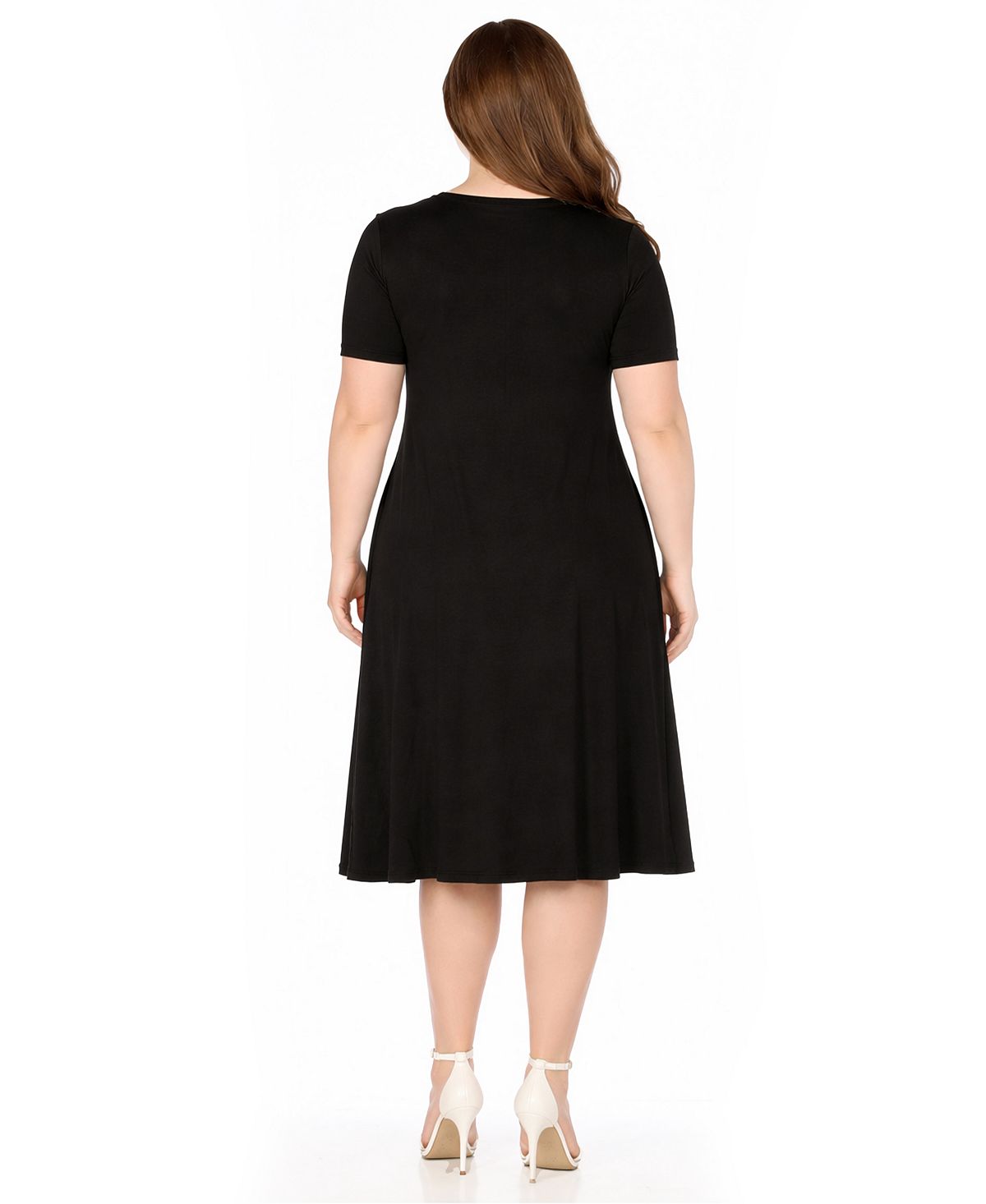White Mark Plus Size Tee Swing Midi Dress view 5 — MAYCSS fashion products
