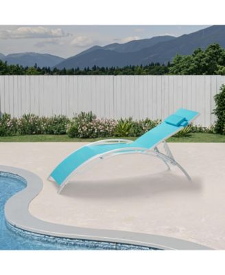 Set of 2 Aluminum Patio Chaise Lounge Chairs - Outdoor Adjustable Recliners - 4-Position Backrest, All-Weather Mesh, Heavy Duty, With Armrests