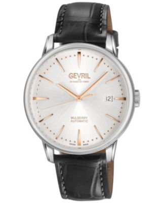 Men's Mulberry Swiss Automatic Italian Leather Strap Watch