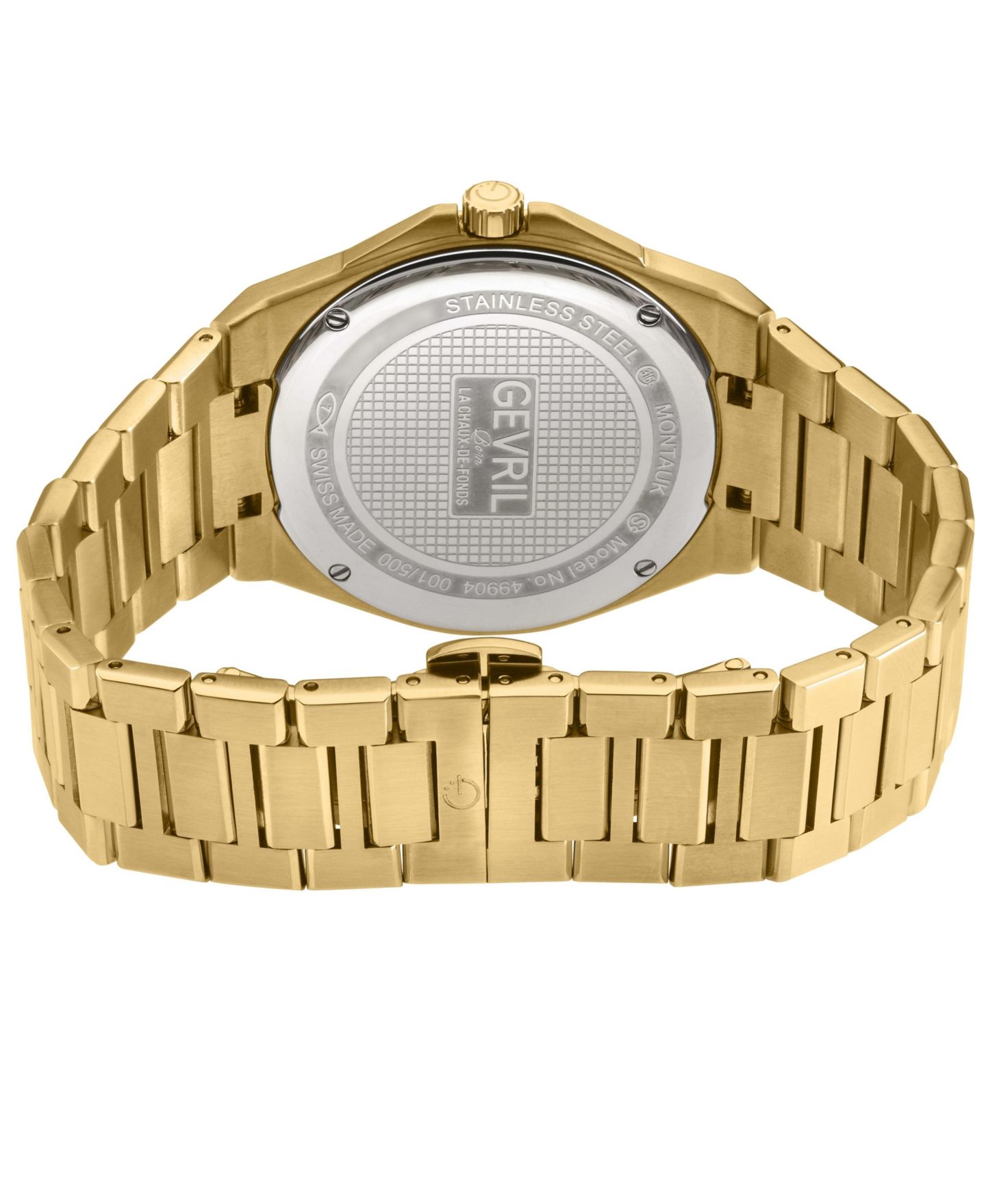 Мужские часы Gevril Montauk Swiss Quartz IP Gold Bracelet Watch, цвет: Золотой — фото 3