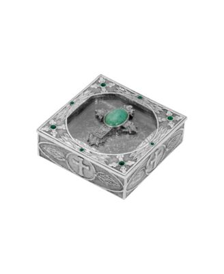 Pewter Jade Green Semi Precious Rosary Box