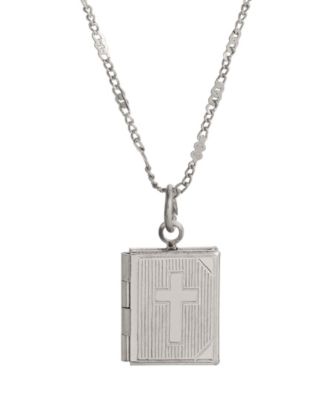 Silver Tone Baby Cross Locket 15" Necklace