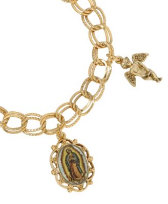Gold Tone Our Lady Of Guadalupe Charm Bracelet