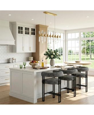 24" Upholstered Counter Height Stools with Arms for Island, Set of 3