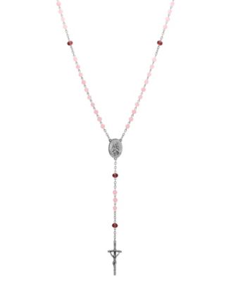 Silver-Tone Pink Amethyst Bead Our Lady of Guadalupe Rosary