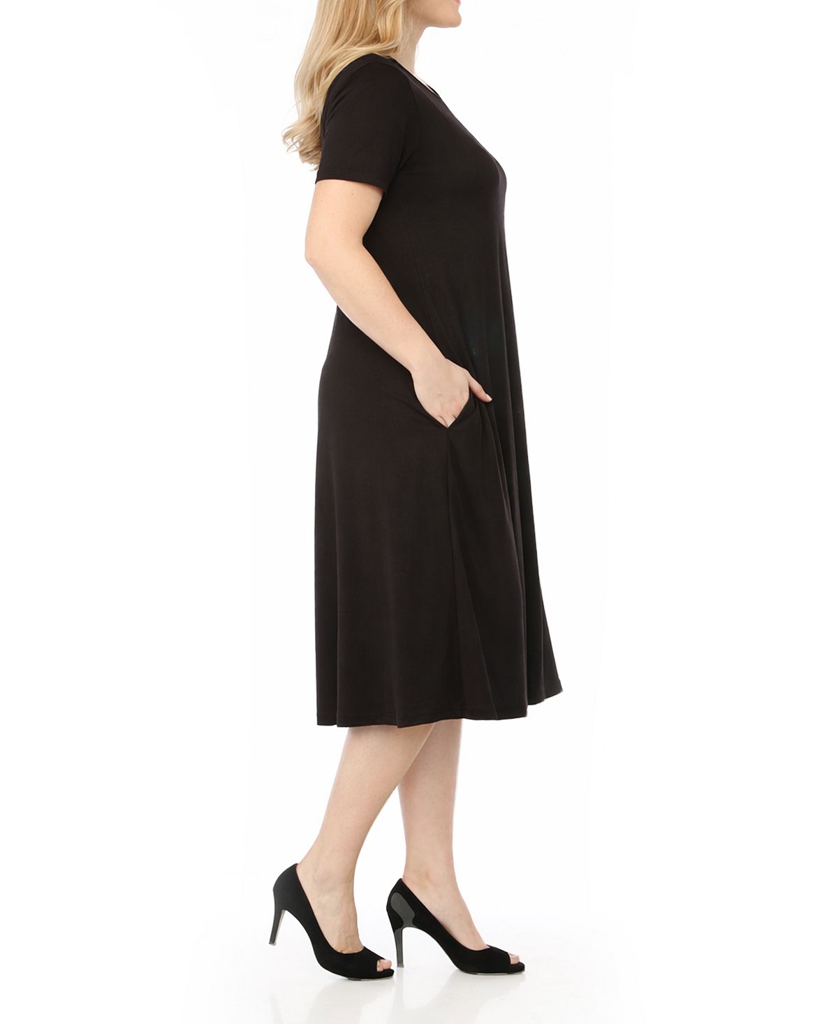 White Mark Women's Tee Swing Midi Dress view 3 — MAYCSS fashion products