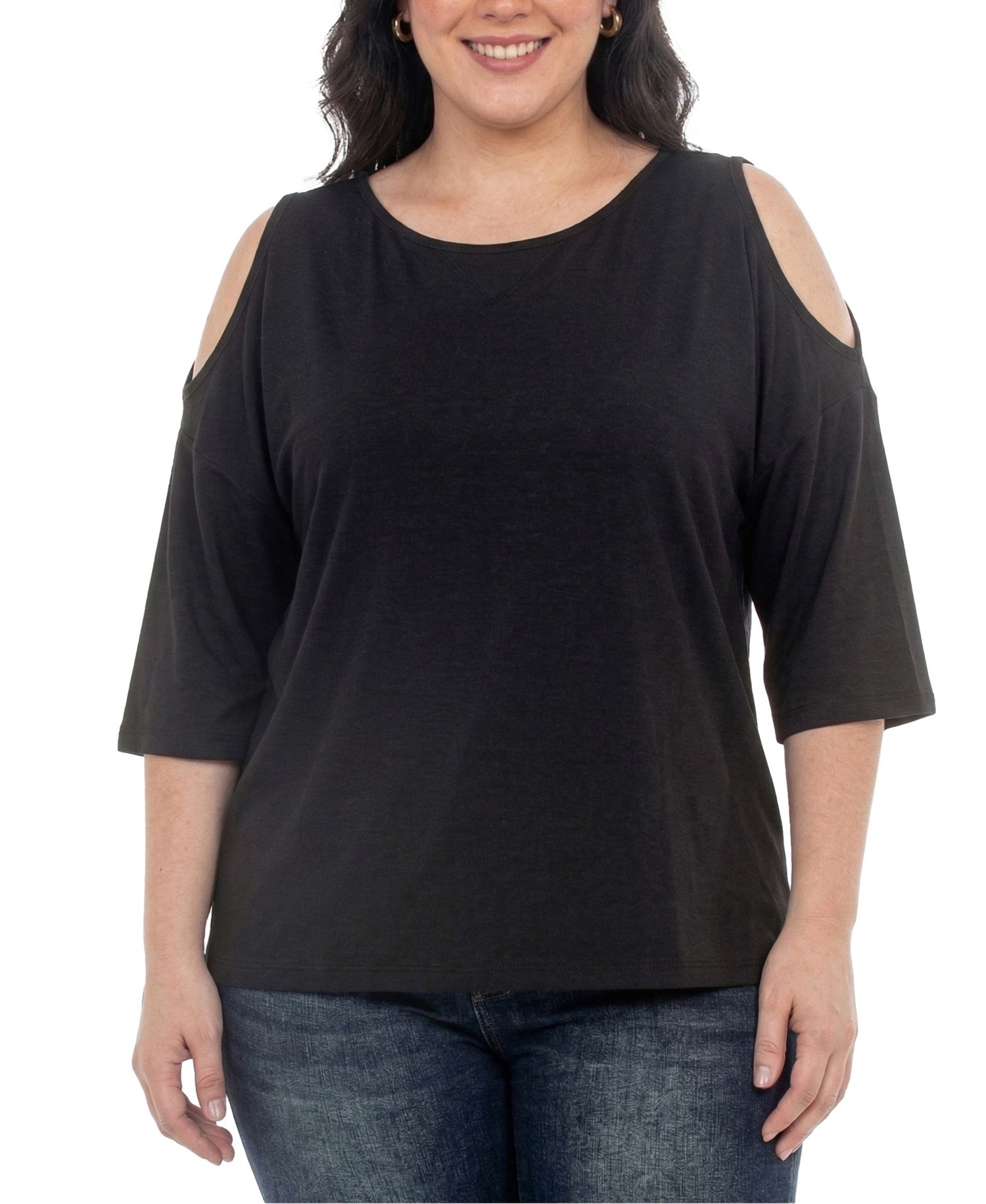 Plus Size Casual Cold Shoulder Pullover Top