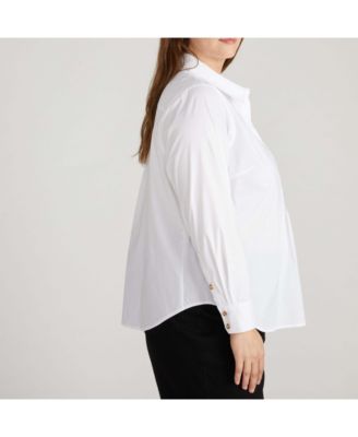 Plus Size Popover Stretch Poplin Shirt Classic Fit
