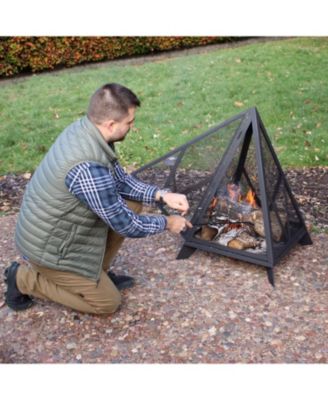 Majestic Pyramid Steel Mesh Fire Pit - Black