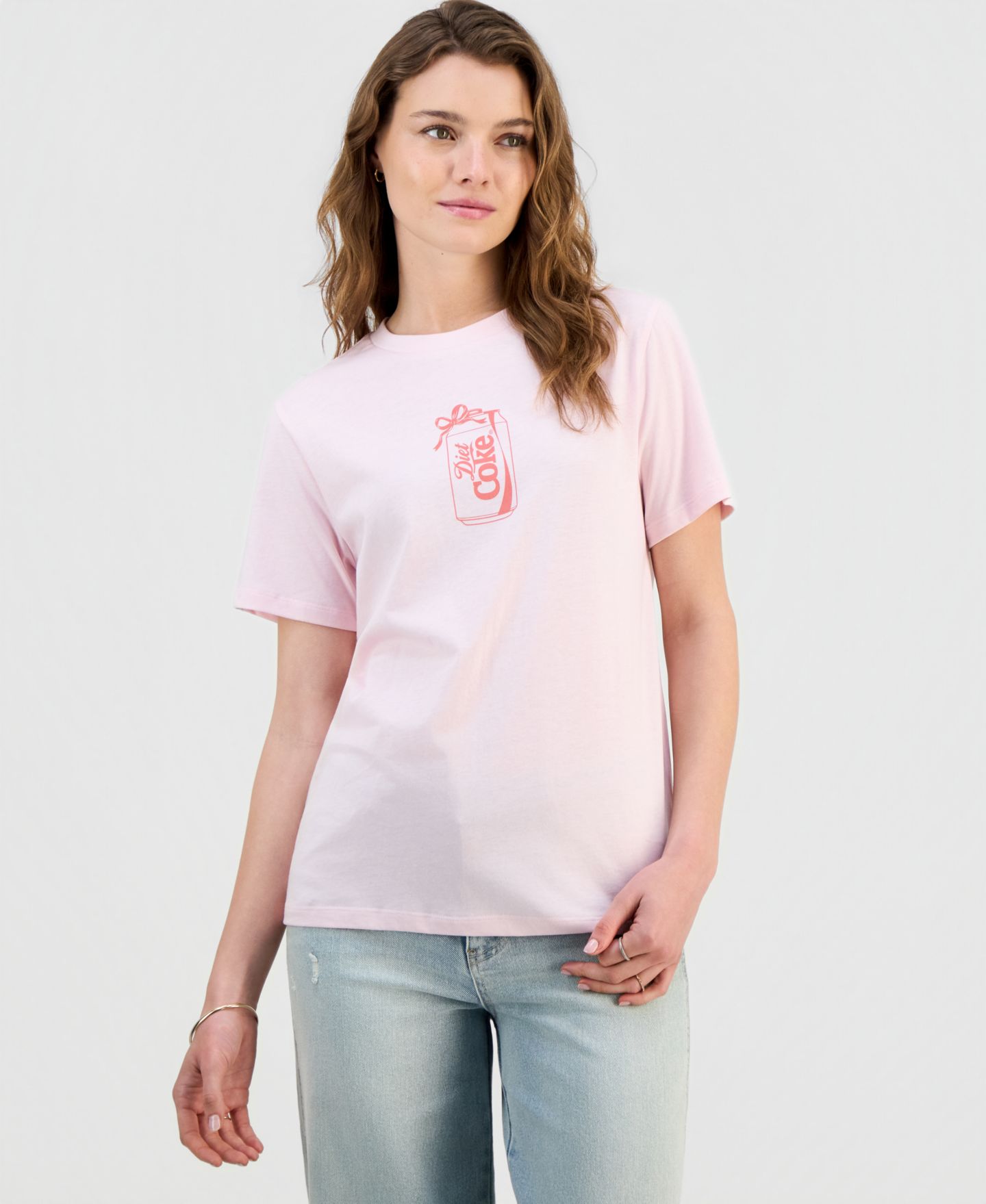 Женская футболка Grayson Threads, The Label Juniors' Diet Coke Bow Graphic-Print, цвет: Ballet Slipper — фото 1