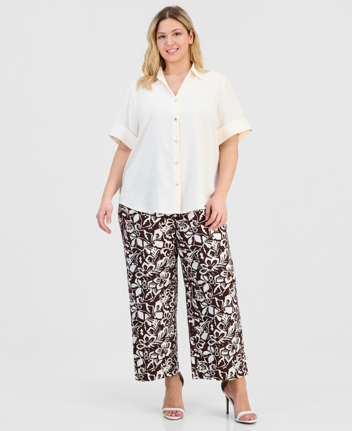 Anne Klein Essentials Plus Half-Sleeve Blouse