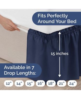 Ruffled Elastic Wrap Around Bedskirt 15 Inch Drop - King