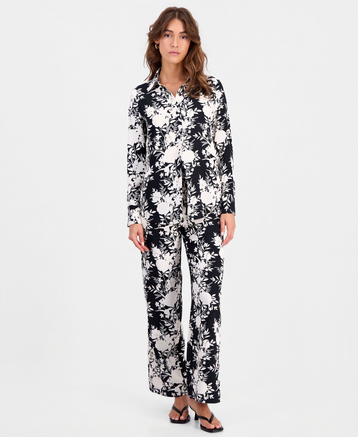 Women's Floral-Print Button-Front Shirt