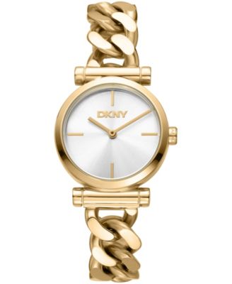 Women's Open Link Quartz Gold-Tone Stainless Steel Chain Bracelet Watch 28mm