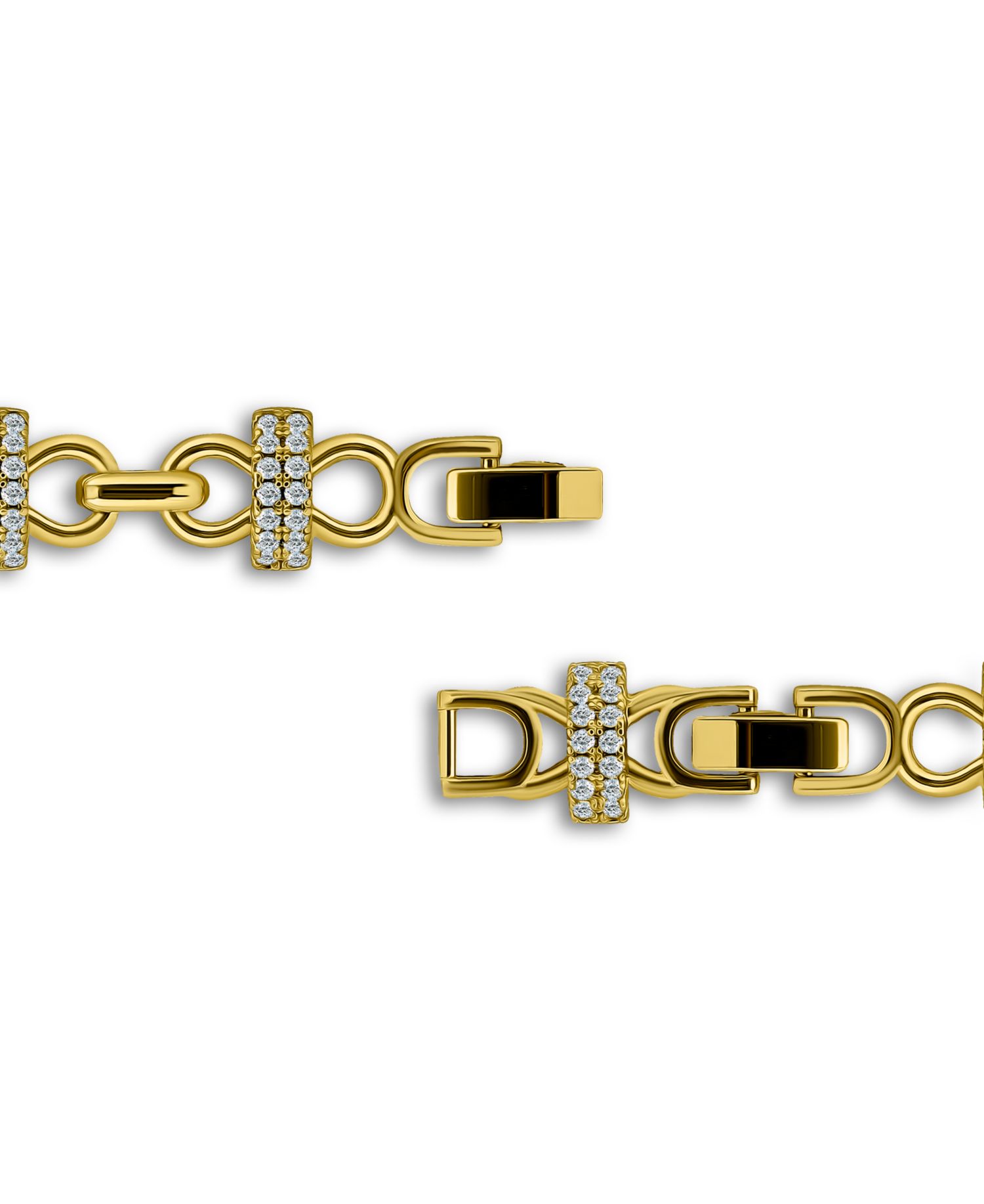 1 5/8 ct. t. w. Glass Stone Pave Bars Between Polish Links Bracelet