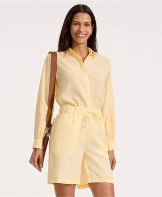 Women's Linen High Rise Pull On 7" Shorts