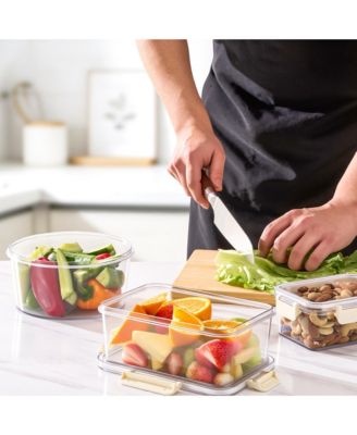 3-Pack Food Storage Container Set Stackable and Nestable Plastic Meal Prep Containers