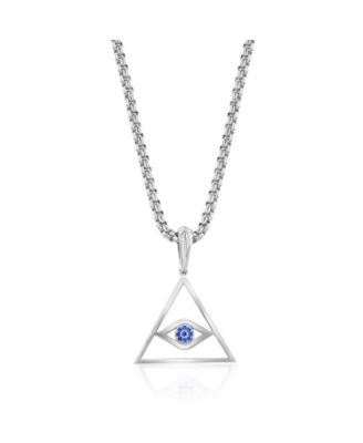 Stainless Steel, Triangle Evil Eye CZ Necklace
