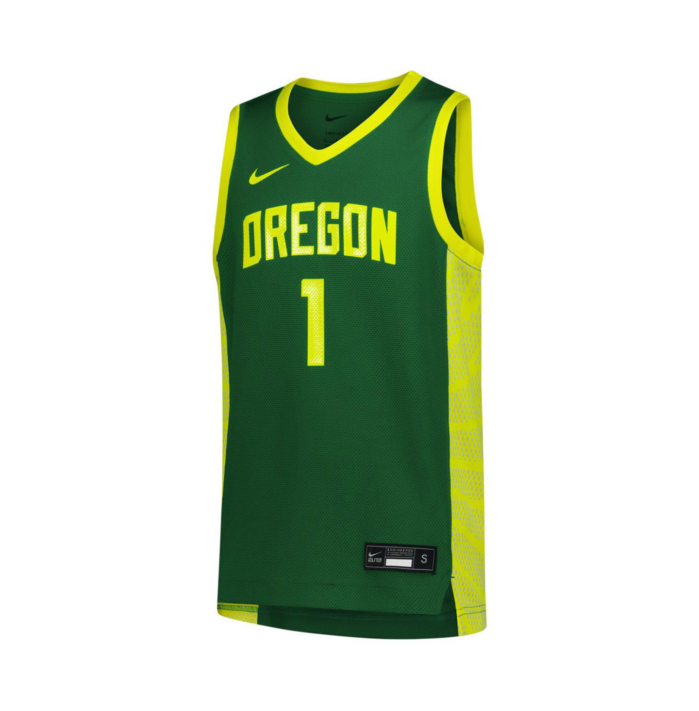 Детский топ Nike 1 Green Oregon Ducks Replica Basketball Jersey — фото 2