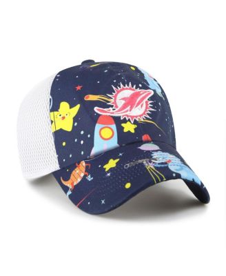 Big Boys and Girls Navy Miami Dolphins Space Dino Adjustable Trucker Hat
