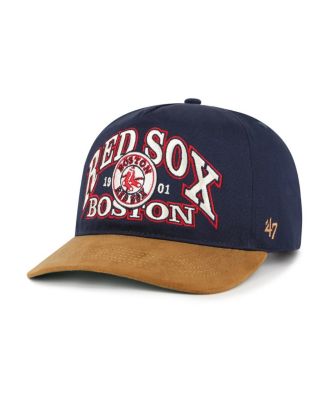 Men's Navy/Brown Boston Red Sox Cooperstown Break Wood Suede Hitch Adjustable Hat