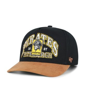 Men's Black/Brown Pittsburgh Pirates Cooperstown Break Wood Suede Hitch Adjustable Hat