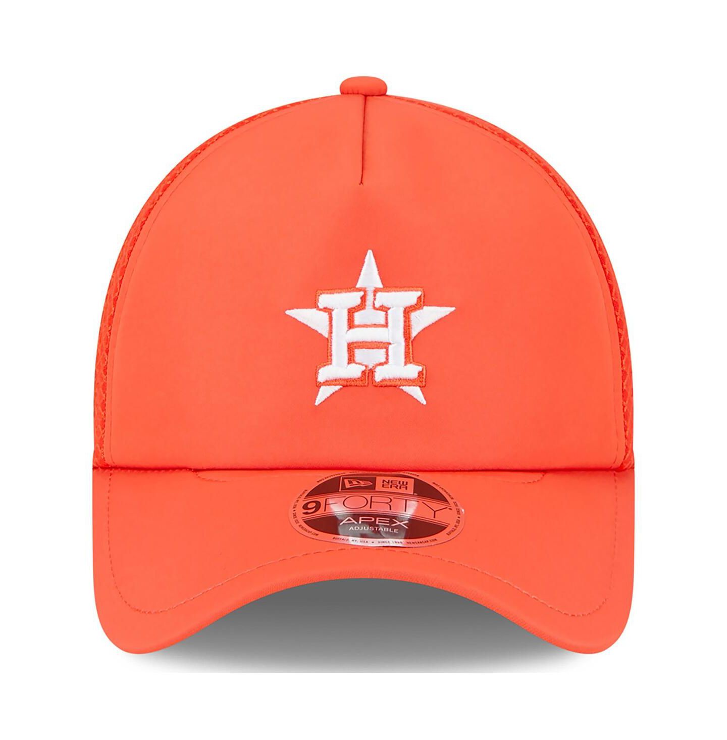 Мужская кепка New Era Orange Houston Astros 2026 Batting Practice Apex 9FORTY Adjustable Trucker Hat — фото 2