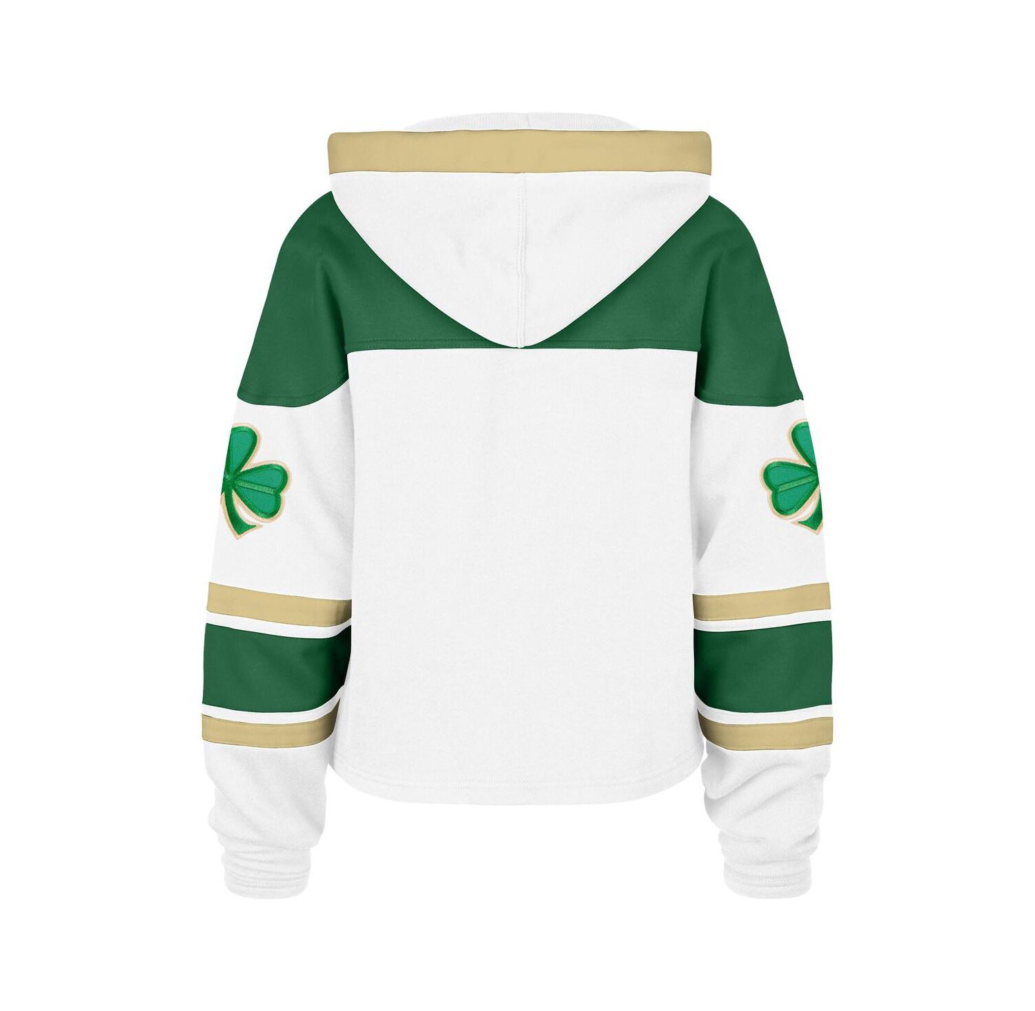 Women's White Chicago Blackhawks McLucky Cropped Lacer Hoodie