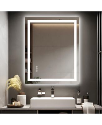 20 x 28 Inch Frameless LED Bathroom Mirror Smart Touch Bright Light Modern Wall Mounted Vanity Mirror