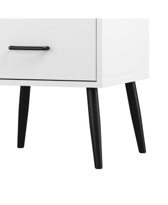 Modern 2-Drawer Nightstand with Metal Accents