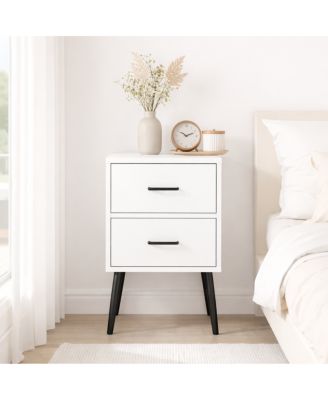 Modern 2-Drawer Nightstand with Metal Accents