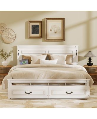  King LED Storage Bed between USB and Tall Headboard/Footboard