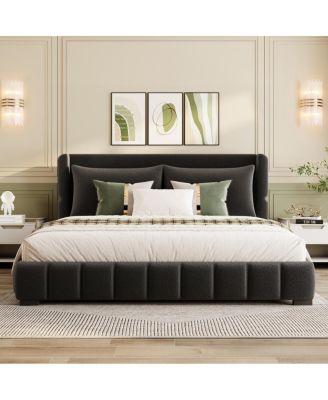 Upholstered Platform Bed with 2 Pillows