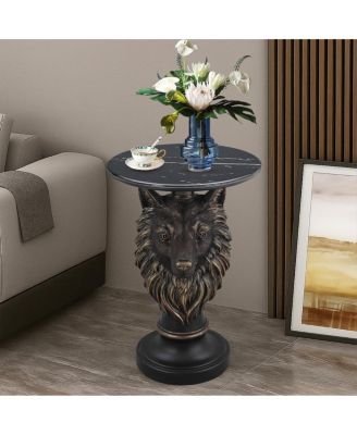 Wolf Head Accent Table Animal Statue End Tables Livingroom
